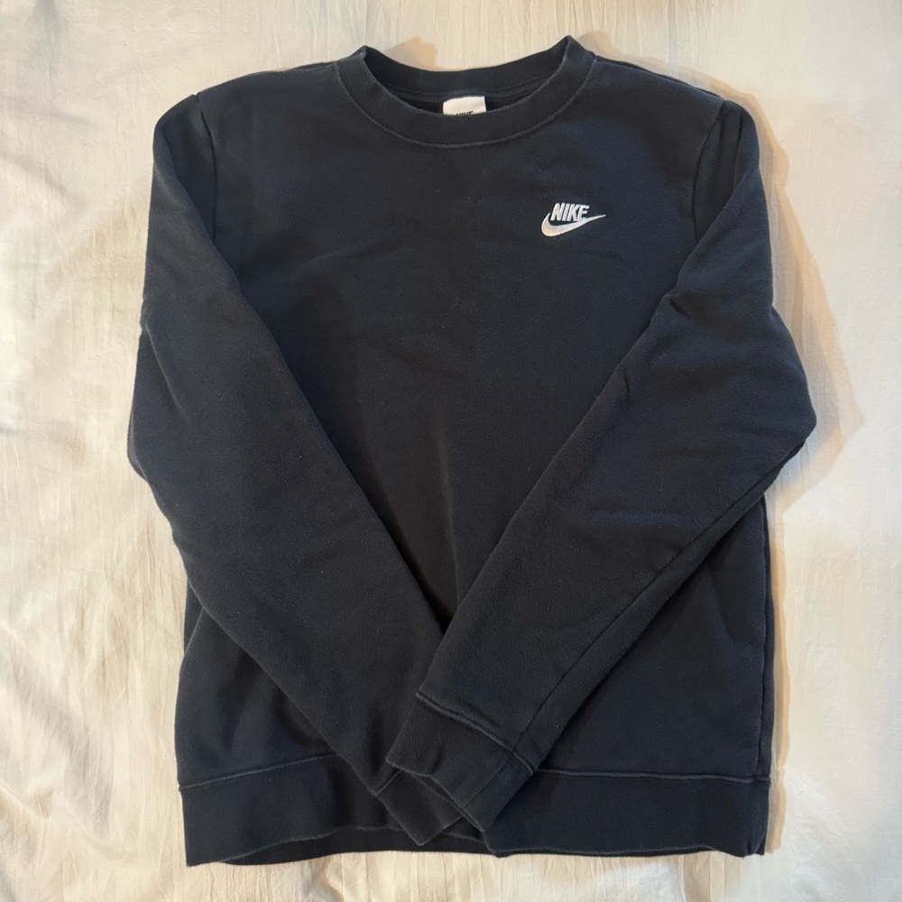 Nike Women Club Fleece Crewneck Sweatshirt Size M Black